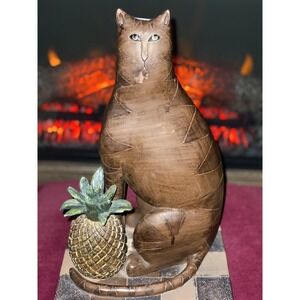 David Harden Cat and Pineapple Resin Sculpture